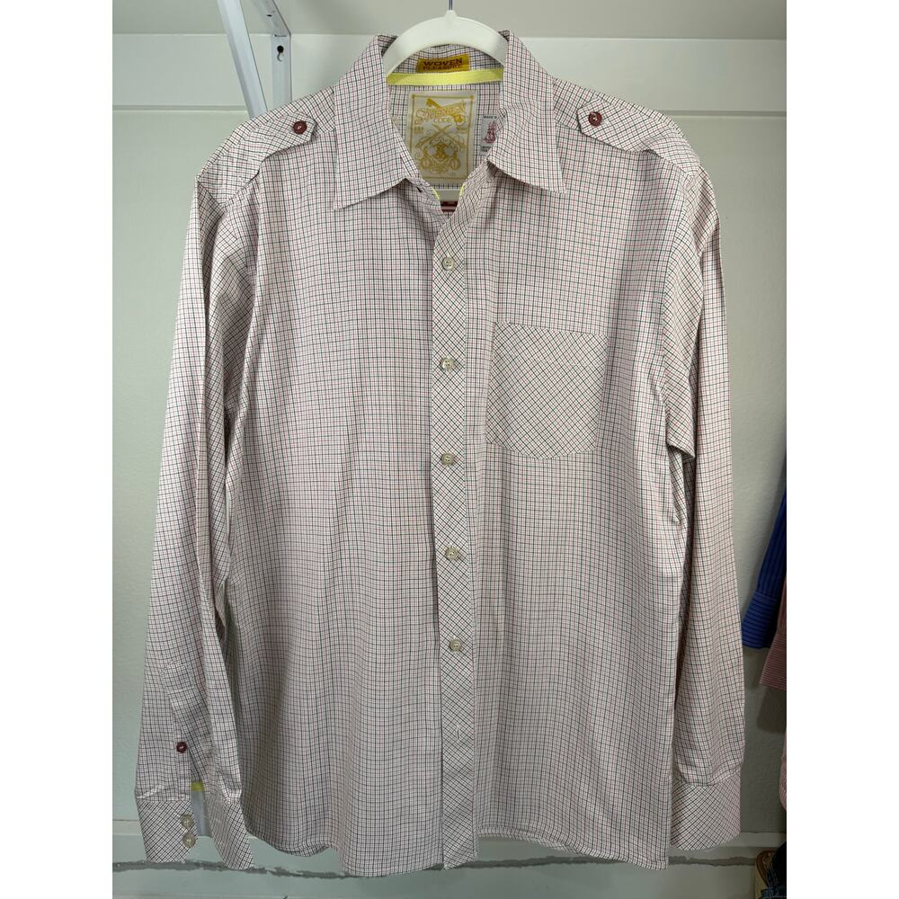 Sovereign Code Mens Long Sleeve Black Red Plaid Button Up Down Shirt Size L‎